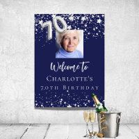 70th birthday navy blue silver stars photo welcome