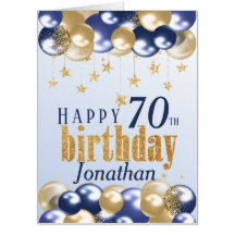 70th Birthday Navy Gold Glitter Oversized