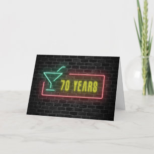 70th Birthday Neon Sign on Brick Card