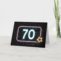 70th Birthday Neon Sign On Brick