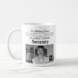 70th Birthday Newspaper Coffee Mug