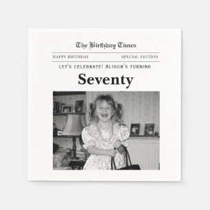 70th Birthday Newspaper Paper Napkins