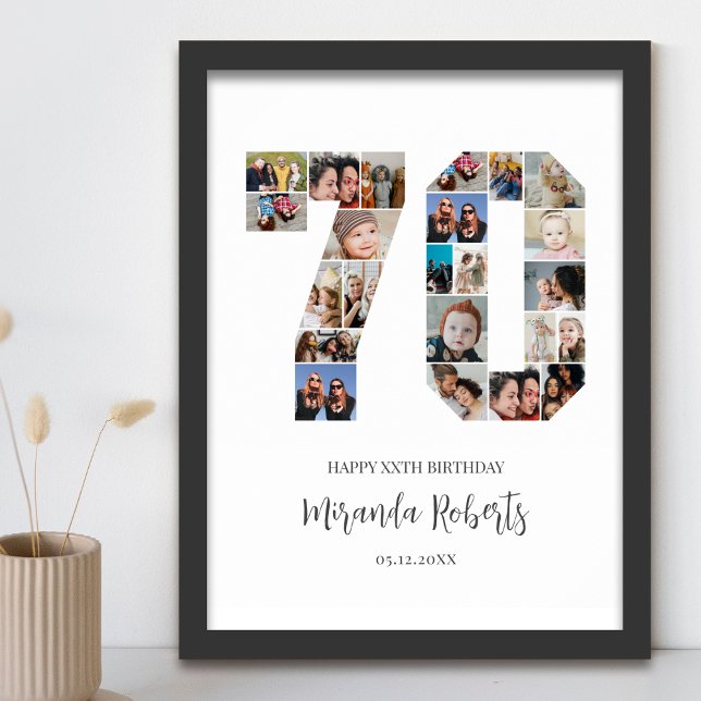 70th Birthday Number 70 Custom Photo Collage Poster (Creator Uploaded)