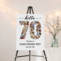 70th Birthday Number 70 Custom Photo Collage White