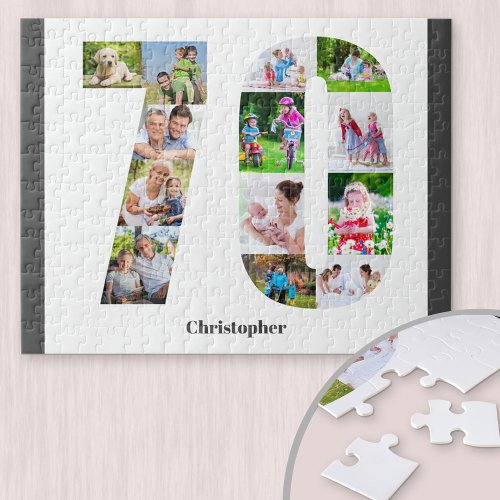 70th Birthday Number 70 Photo Collage 13 Photo Jigsaw Puzzle