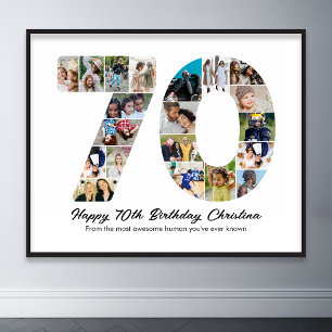70th Birthday Number 70 Photo Collage Anniversary Poster