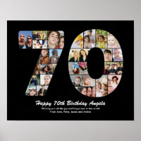 70th Birthday Number 70 Photo Collage Gift