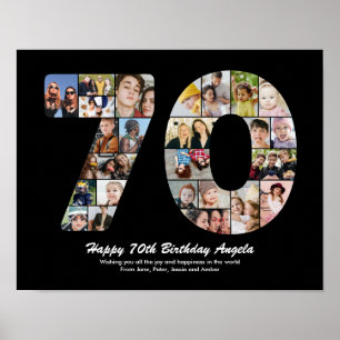 70th Birthday Number 70 Photo Collage Gift Poster