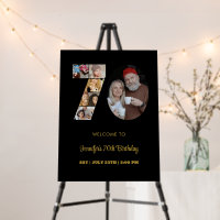 70th Birthday Number 70 Photo Collage Modern Black