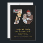 70th Birthday Number 70 Photo Collage Modern Black Invitation<br><div class="desc">Mark seventy years of wonderful memories and adventures with this captivating 70th Birthday Number Photo Collage. This customizable template is the perfect blend of creativity and sentiment, allowing you to create a truly memorable gift for your loved one's special day. Capture the essence of incredible years in a single masterpiece...</div>