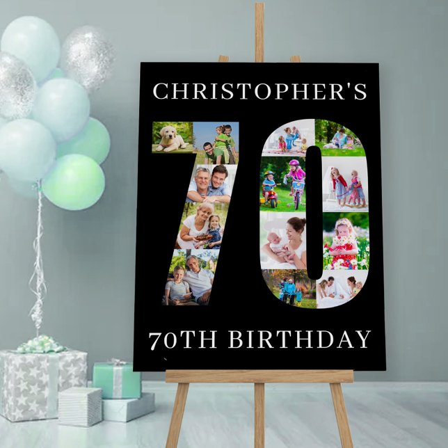 70th Birthday Number 70 Photo Collage Personalized Foam Board (Creator Uploaded)