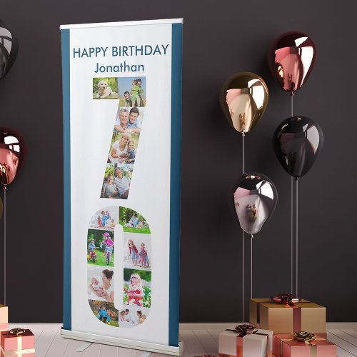 70th Birthday Number 70 Photo Collage Retractable Banner