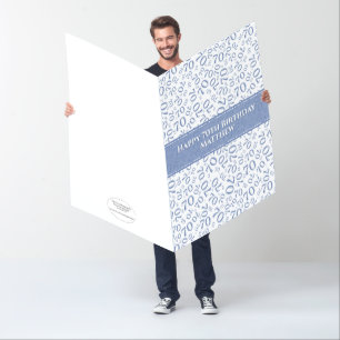 70th Birthday Number Pattern Blue/White Jumbo Card