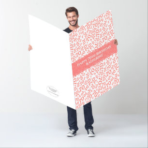 70th Birthday Number Pattern Coral/White Jumbo Card