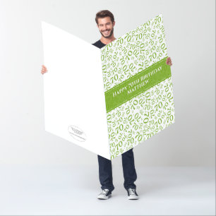 70th Birthday Number Pattern Green/White Jumbo Card