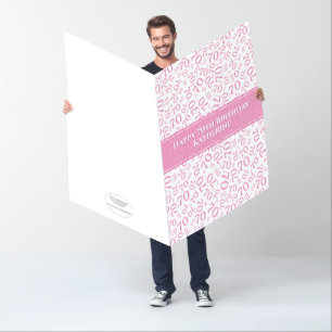 70th Birthday Number Pattern Pink/White Jumbo Card