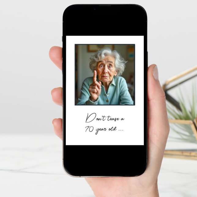 70th Birthday Old Lady Fun Card (Front Digital)