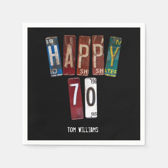 70th Birthday old license plate collection Napkins (Front)