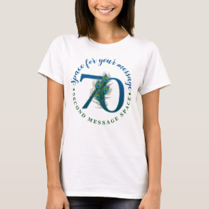 70th Birthday Or Anniversary Peacock Feathers T-Shirt