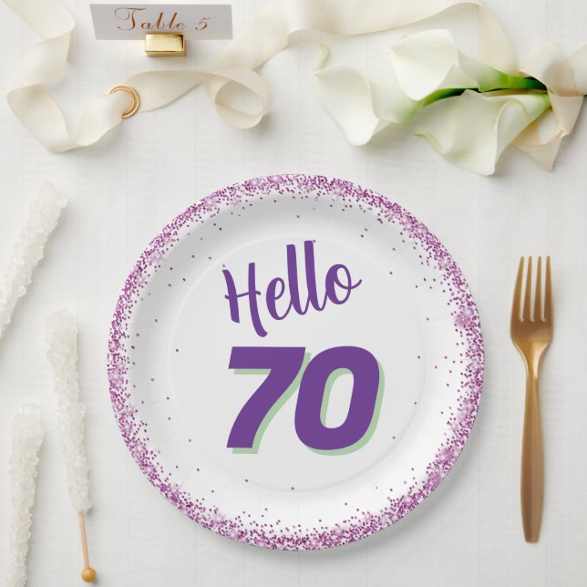 70th Birthday or Any Age Paper Plates (Wedding)