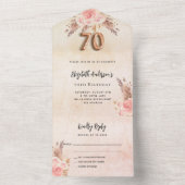 70th birthday pampas grass rose pink florals RSVP All In One Invitation (Inside)