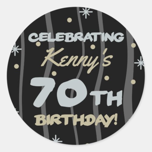 70th Birthday Party Add Your Name Classic Round Sticker