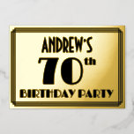 [ Thumbnail: 70th Birthday Party — Art Deco Look “70” + Name Invitation ]