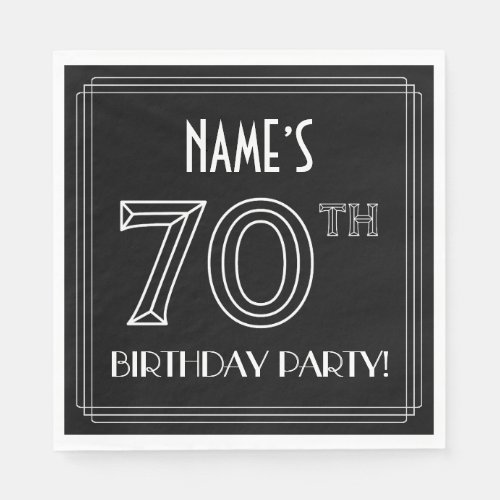 70th Birthday Party Art Deco Style  Custom Name Napkins