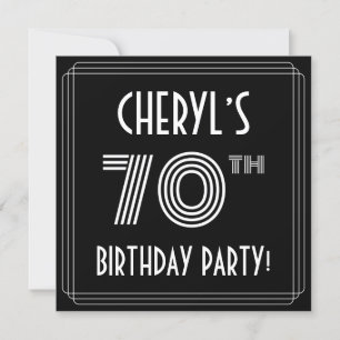 70th Birthday Party: Art Deco Style w/ Custom Name Invitation