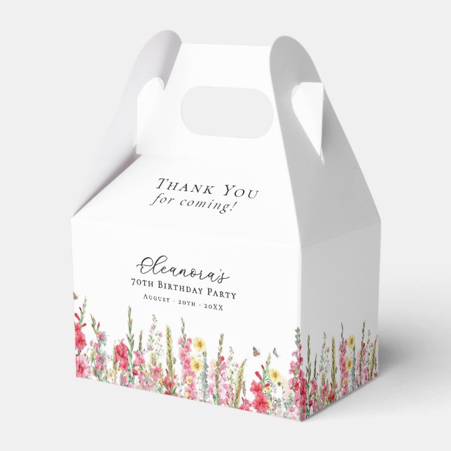 70th Birthday Party August Birth Month Flower Favor Boxes (Front Side)
