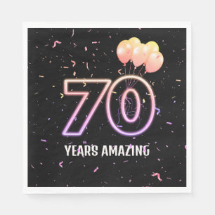 70th Birthday Party Balloons and Confetti Napkins