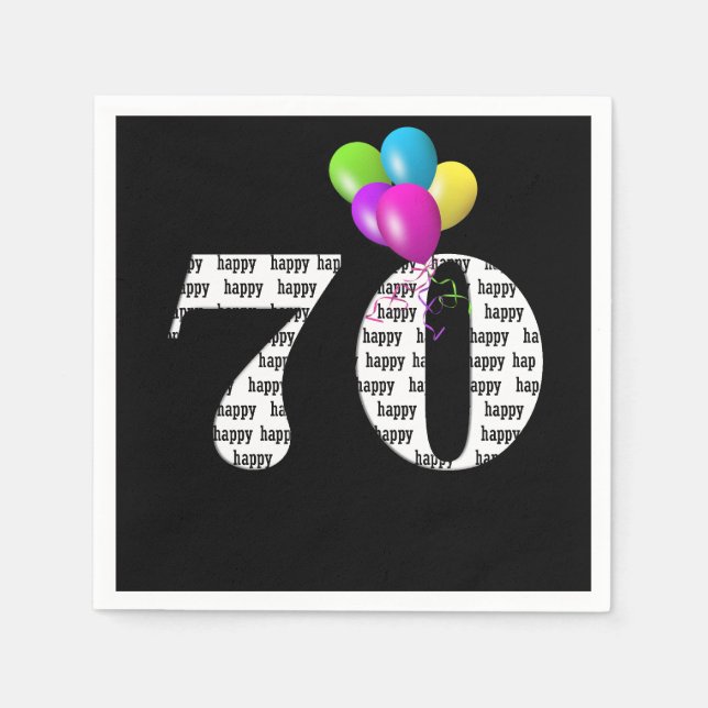 70th birthday party balloons napkins (Front)