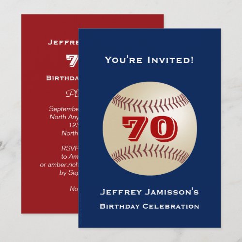 70th Birthday Party, Baseball, Red and Blue, Name