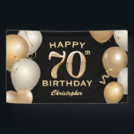 70th Birthday Party Black and Gold Balloons Banner<br><div class="desc">70th Birthday Party Black and Gold Balloons and Confetti Banner. For further customization,  please click the "Customize it" button and use our design tool to modify this template.</div>