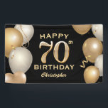 70th Birthday Party Black and Gold Balloons Banner<br><div class="desc">70th Birthday Party Black and Gold Balloons and Confetti Banner. For further customization,  please click the "Customize it" button and use our design tool to modify this template.</div>