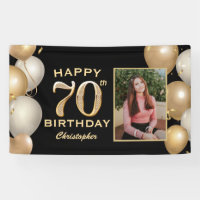 70th Birthday Party Black and Gold Balloons Photo