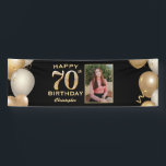 70th Birthday Party Black and Gold Balloons Photo Banner<br><div class="desc">70th Birthday Party Black and Gold Balloons Photo Banner. For further customization,  please click the "Customize it" button and use our design tool to modify this template.</div>