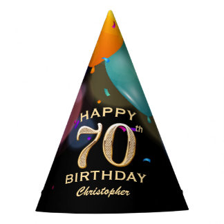70th Birthday Party Black and Gold Party Hat