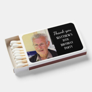 70th Birthday Party Black Elegant Modern Matchboxes