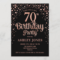70th Birthday Party - Black & Rose Gold