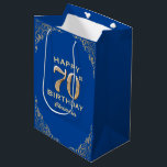 70th Birthday Party Blue and Gold Glitter Medium Gift Bag<br><div class="desc">70th Birthday Party Blue and Gold Glitter Frame Gift Bag. For further customization,  please click the "Customize it" button and use our design tool to modify this template.</div>