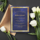 70th birthday party blue gold confetti sprinkle invitation<br><div class="desc">A trendy, modern 70th birthday party invitation card for men, guys, male. A dark blue, navy blue background. The blue color is uneven. With a faux gold frame and golden confetti sprinkle, golden colored letters. Templates for your party information. Back: blue background with confetti sprinkle. Cheers to 70 Sparkling Years!...</div>