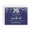 70th Birthday party blue silver save the date card