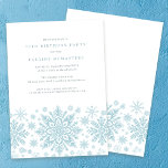 70th Birthday Party Blue White Snowflake Winter Invitation<br><div class="desc">Very elegant blue watercolor snowflakes create a pretty border along the bottom of this adult birthday invitation. Modern and minimalist design has an open and airy feel. The contemporary aesthetic will appeal to people of all ages.</div>