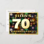 [ Thumbnail: 70th Birthday Party: Bold, Colorful Fireworks Look Postcard ]