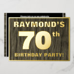 [ Thumbnail: 70th Birthday Party: Bold, Faux Wood Grain Pattern Invitation ]
