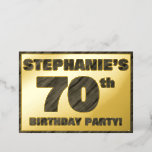 [ Thumbnail: 70th Birthday Party — Bold, Faux Wood Grain Text Invitation ]