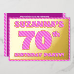 [ Thumbnail: 70th Birthday Party — Bold, Fun, Pink Stripes # 70 Invitation ]