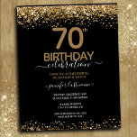 70th Birthday Party Budget Invitation<br><div class="desc">Elegant Faux gold glitter with shimmering confetti highlights on the top and bottom border. All text is adjustable and easy to change for your own party needs. Great elegant 80th birthday template design.</div>
