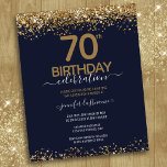 70th Birthday Party Budget Invitation<br><div class="desc">Elegant Faux gold glitter with shimmering confetti highlights on the top and bottom border. All text is adjustable and easy to change for your own party needs. Great elegant 70th birthday template design.</div>